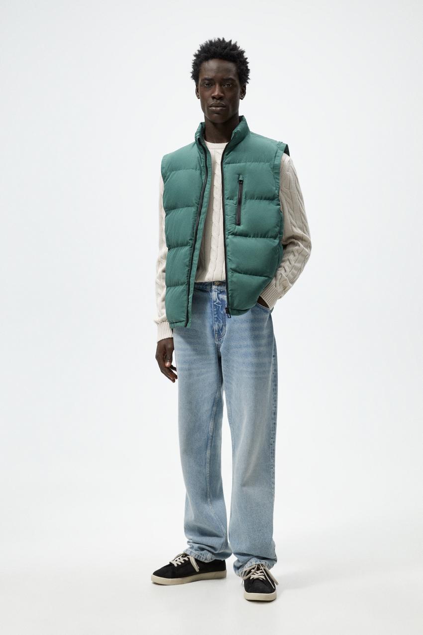CHALECO ACOLCHADO Verde ZARA Espana
