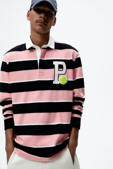 Image 0 of STRIPED POLO SHIRT WITH PATCH from Zara