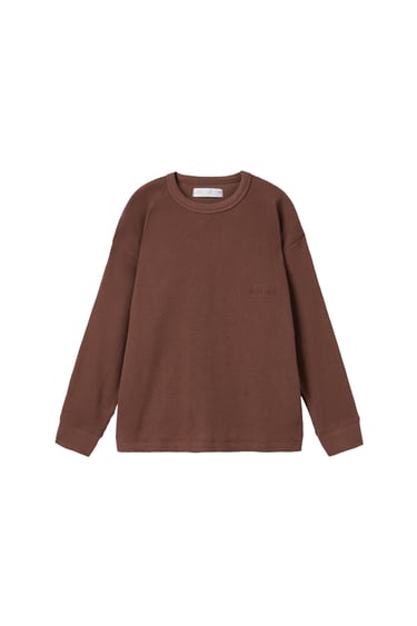 Image 0 of EMBROIDERED WAFFLE-KNIT T-SHIRT from Zara