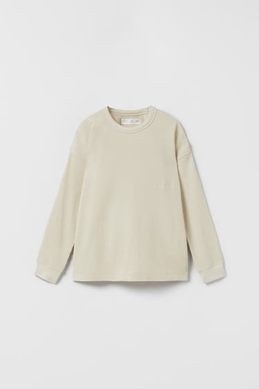 Image 0 of EMBROIDERED WAFFLE-KNIT T-SHIRT from Zara