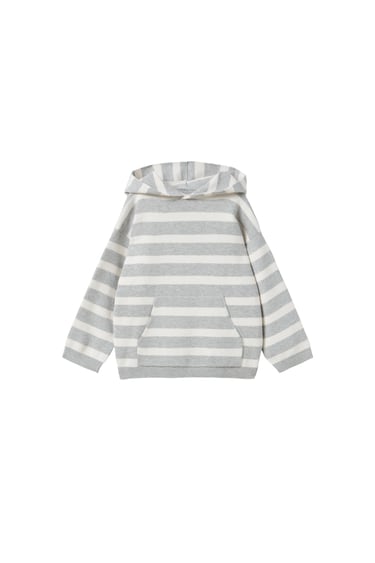 Image 0 of STRIPED KNIT SWEATER WITH HOOD from Zara