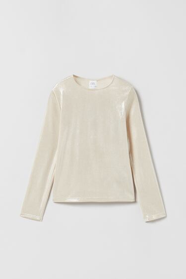 Image 0 of CUT OUT SHIMMERY SHIRT from Zara