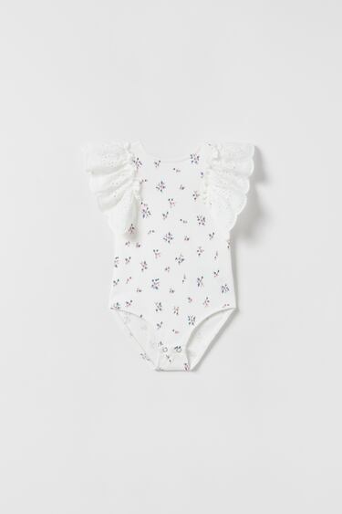 Image 0 of FLORAL SWISS EMBROIDERED BODYSUIT TOP from Zara