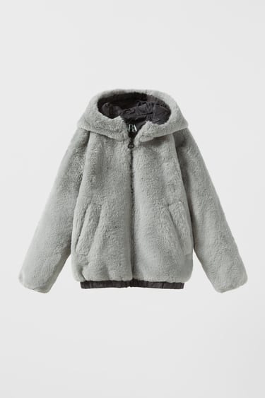 Image 0 of FAUX FUR QUILTED COMFY JACKET from Zara