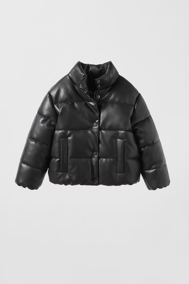 Image 0 of FAUX LEATHER PUFFER COAT from Zara