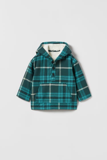 Image 0 of CHECK OVERSHIRT WITH FAUX SHEARLING from Zara