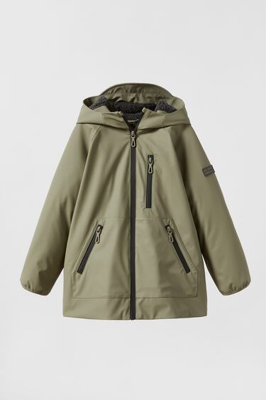 Image 0 of PADDED RUBBERISED PARKA WITH FAUX SHEARLING from Zara