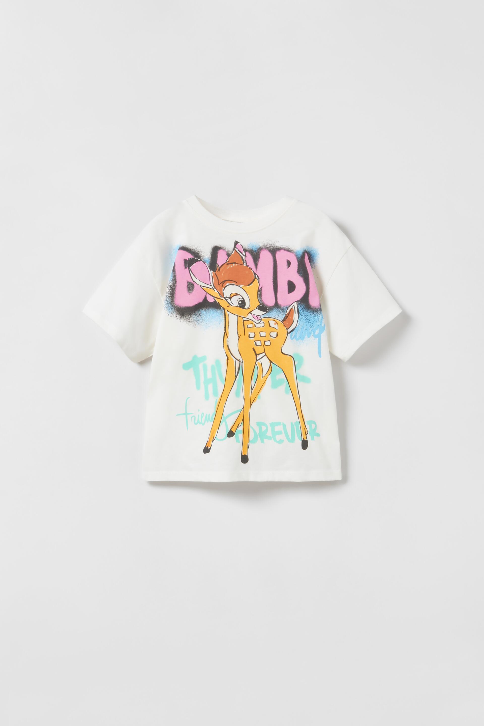 Graffiti Bambi C Disney T Shirt White Zara United States Graffiti Bambi C Disney T Shirt White Zara United States