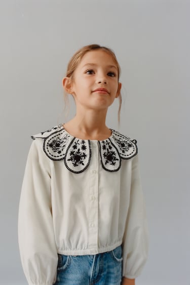 Image 0 of SHIRT WITH CONTRASTING EMBROIDERY from Zara