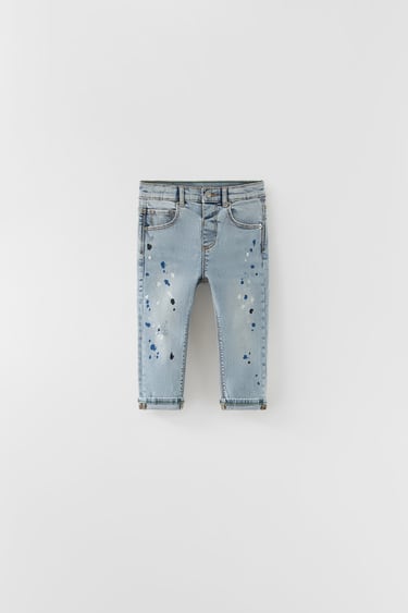 Image 0 of REGULAR FIT JEANS WITH PAINT SPLATTERS from Zara