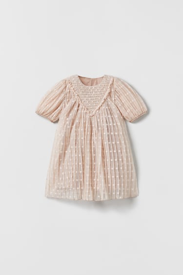 Image 0 of PLEATED POLKA DOT TULLE DRESS from Zara