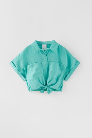 Image 0 of FLOWING SHIRT WITH KNOT DETAIL from Zara
