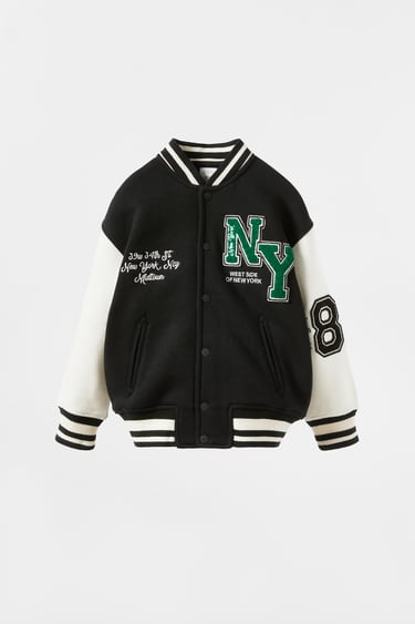 Image 0 of CONTRASTING BOMBER JACKET from Zara