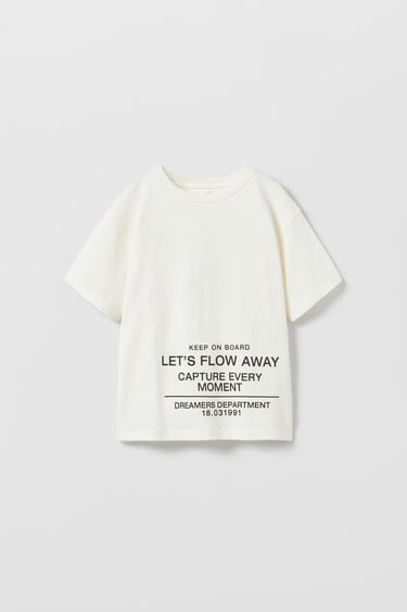Image 0 of TEXT PRINT LONGLINE T-SHIRT from Zara