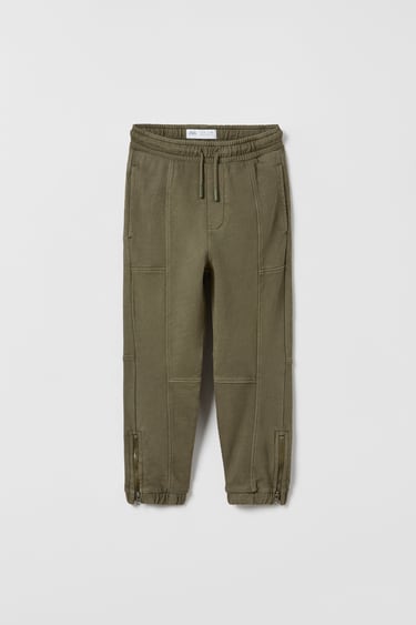 Image 0 of PLUSH PANEL PANTS WITH ZIPPERS from Zara
