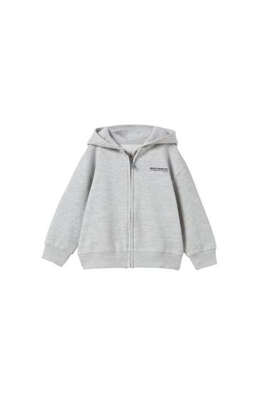 Image 0 of PLUSH JERSEY HOODIE WITH SLOGAN from Zara