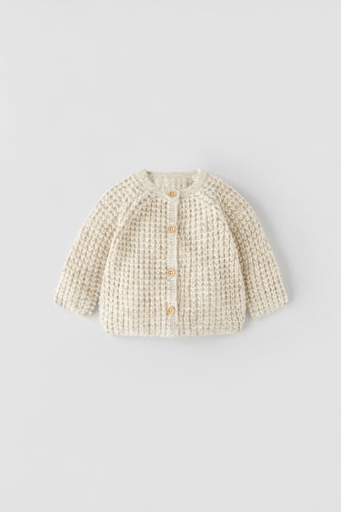 Image 0 of TEXTURED WEAVE KNIT CARDIGAN from Zara