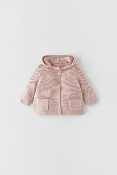 Image 0 of KNIT THREE-QUARTER-LENGTH COAT WITH POMPOM from Zara