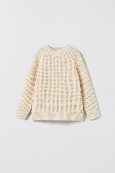 Image 0 of CHECK-TEXTURE KNIT SWEATER from Zara