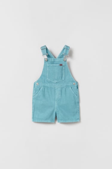 Image 0 of SOLID COLOR DENIM OVERALLS from Zara
