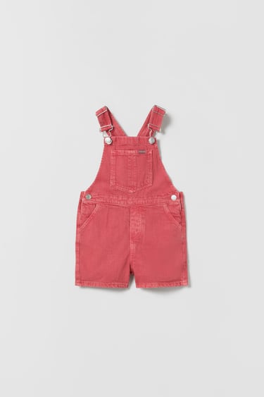 Image 0 of SOLID COLOR DENIM OVERALLS from Zara