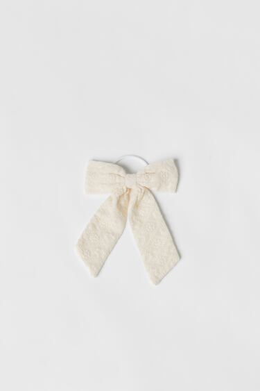 SWISS EMBROIDERED BOW HAIR TIE