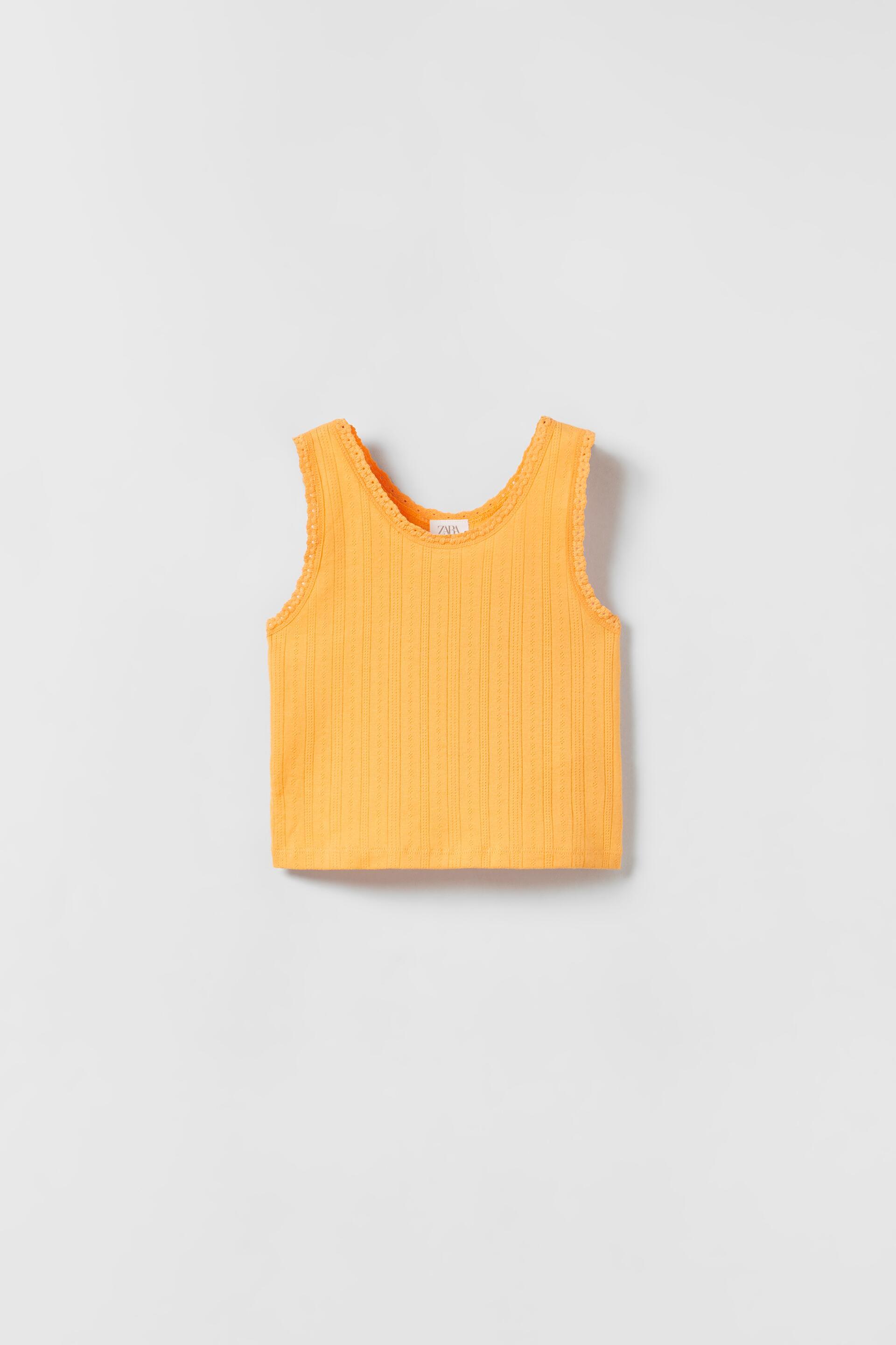 Zara orange ribbed top Clearance