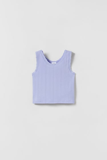 Image 0 of RIBBED VEST TOP WITH LACE TRIM from Zara
