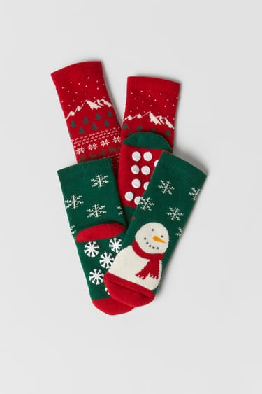 BABY/ PACK OF TWO PAIRS OF SNOWMAN SOCKS