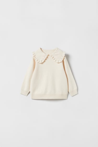 Image 0 of KNIT SWEATER WITH RUFFLE TRIM from Zara