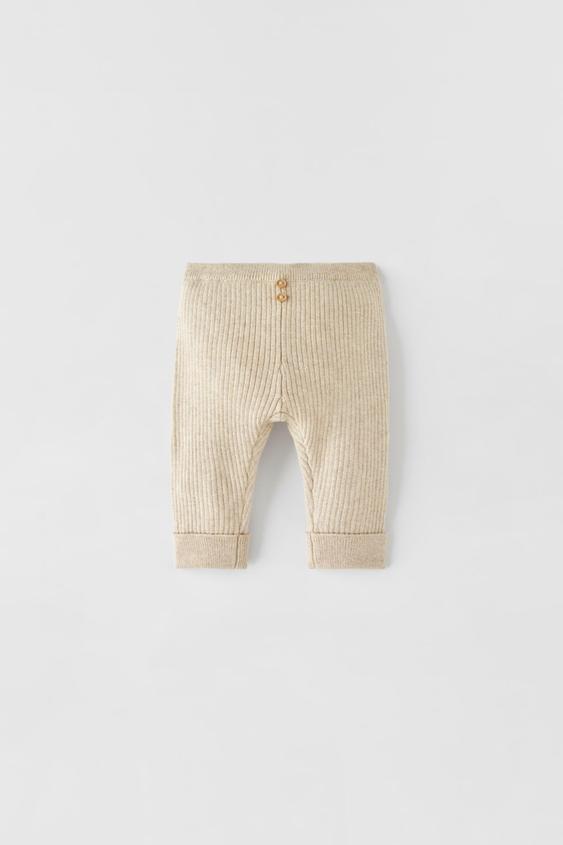 RIB KNIT LEGGINGS - Sand / Marl | ZARA 