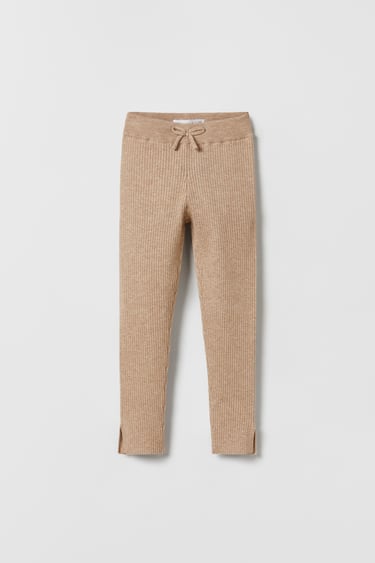 Image 0 of RIBBED KNIT PLAIN LEGGINGS WITH VENTS from Zara