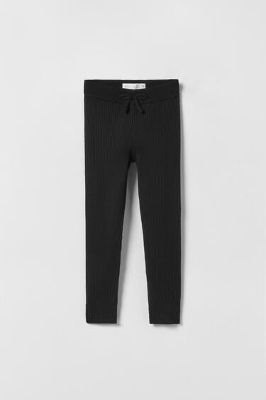 Image 0 of RIBBED KNIT PLAIN LEGGINGS WITH VENTS from Zara