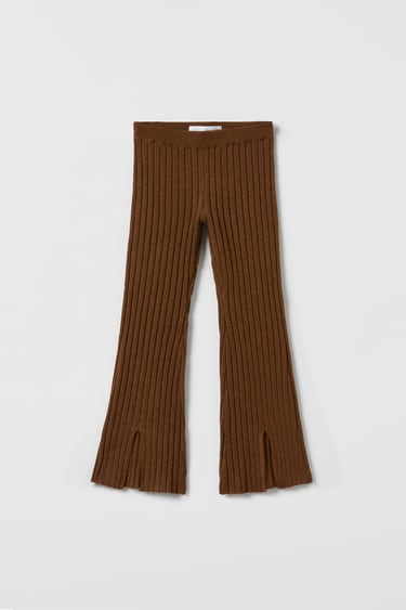 Image 0 of FLARED RIBBED KNIT TROUSERS from Zara