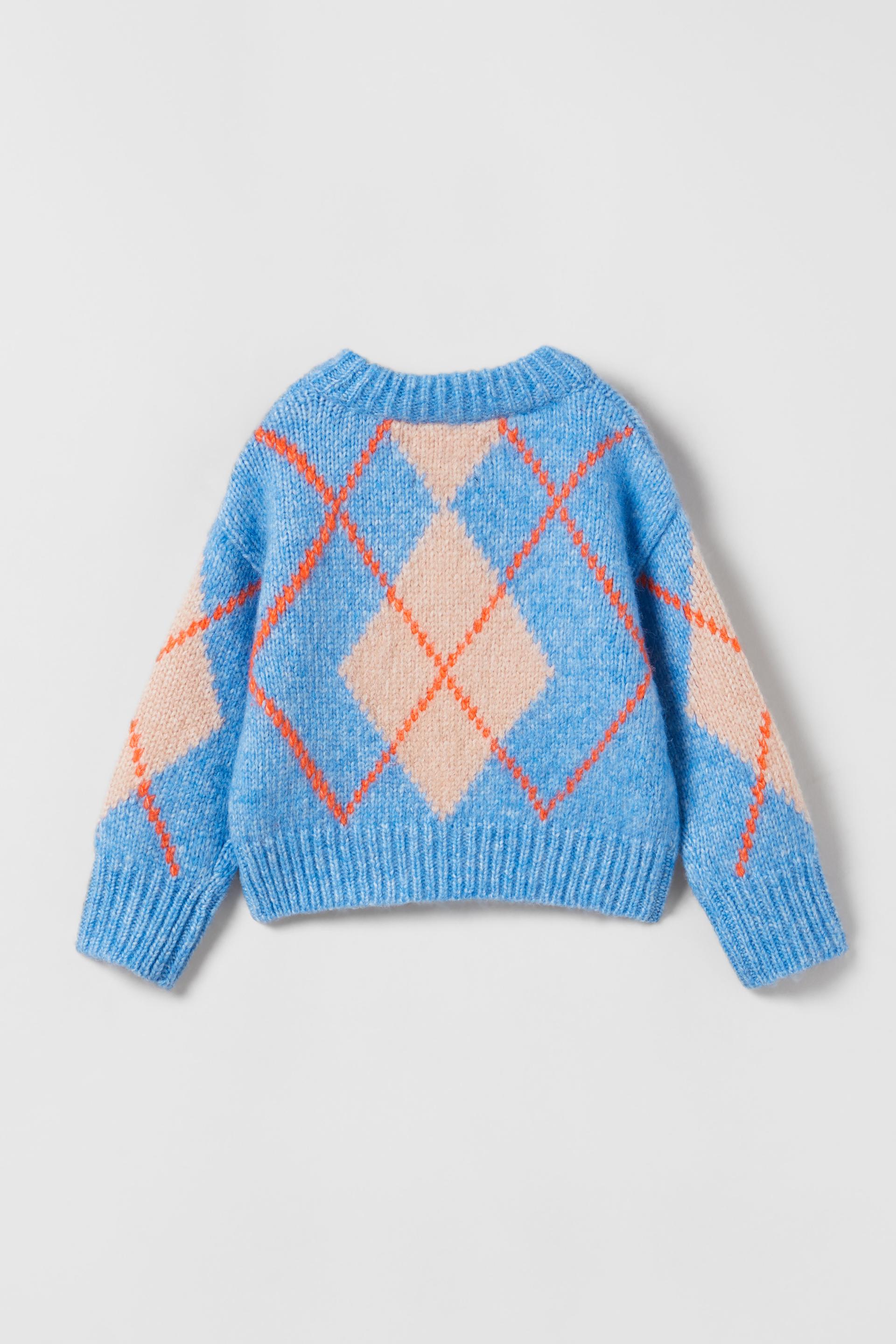 DIAMOND KNIT SWEATER - Blue | ZARA Turkey