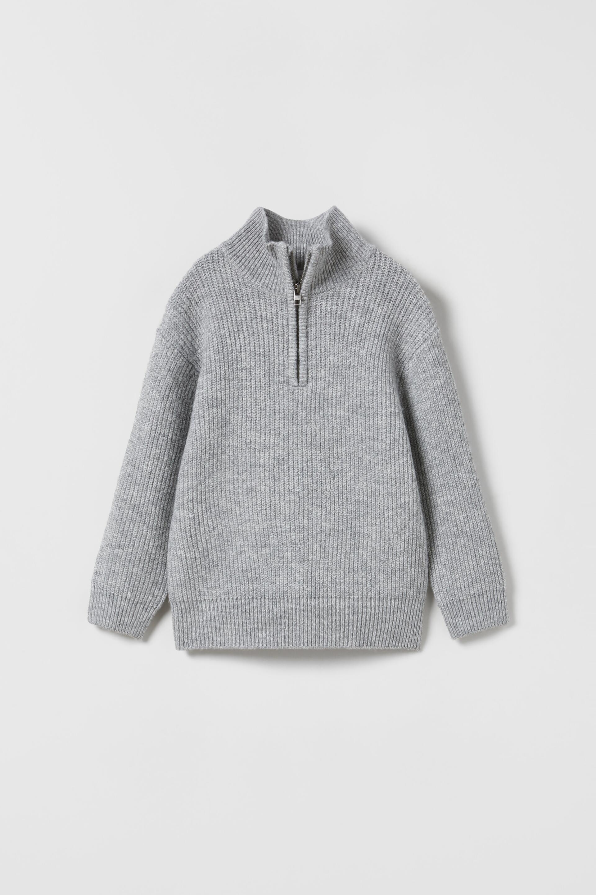 KNIT ZIP SWEATER - Gray marl | ZARA 