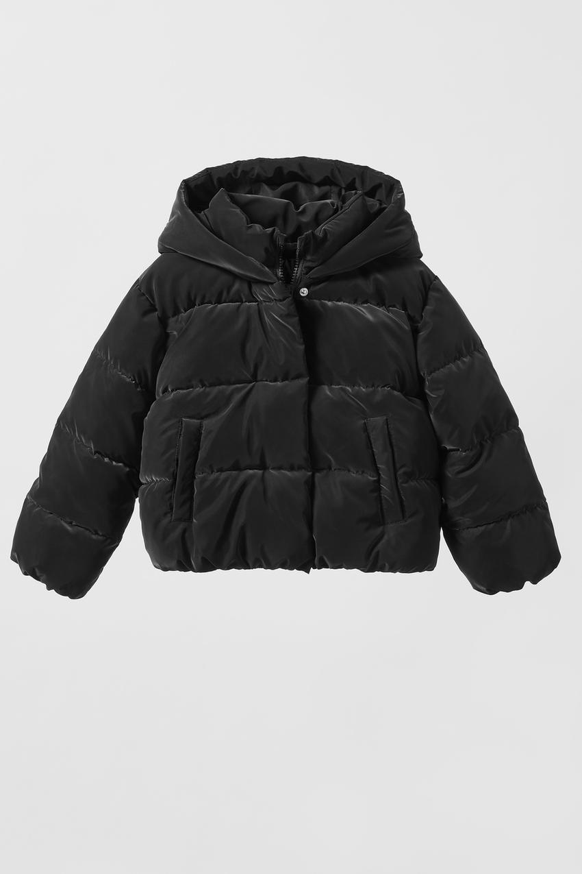 Zara black puffer coat with fur Clearance
