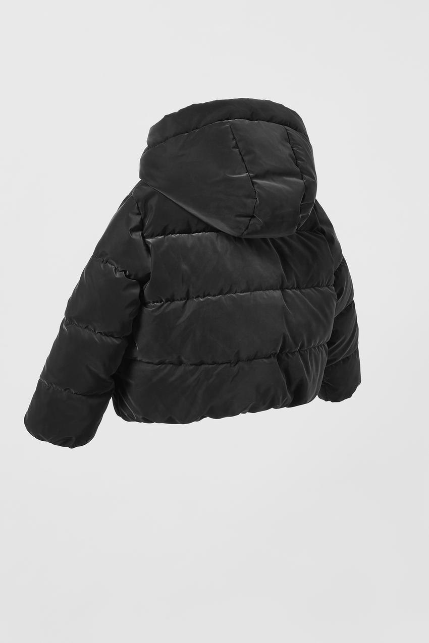 Zara black puffer coat with fur Clearance