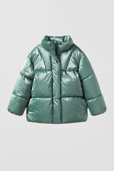 Image 0 of METALLIC SHORT QUILTED JACKET from Zara