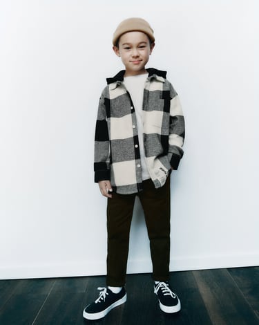 Image 0 of CHECK OVERSHIRT WITH DETACHABLE HOOD from Zara