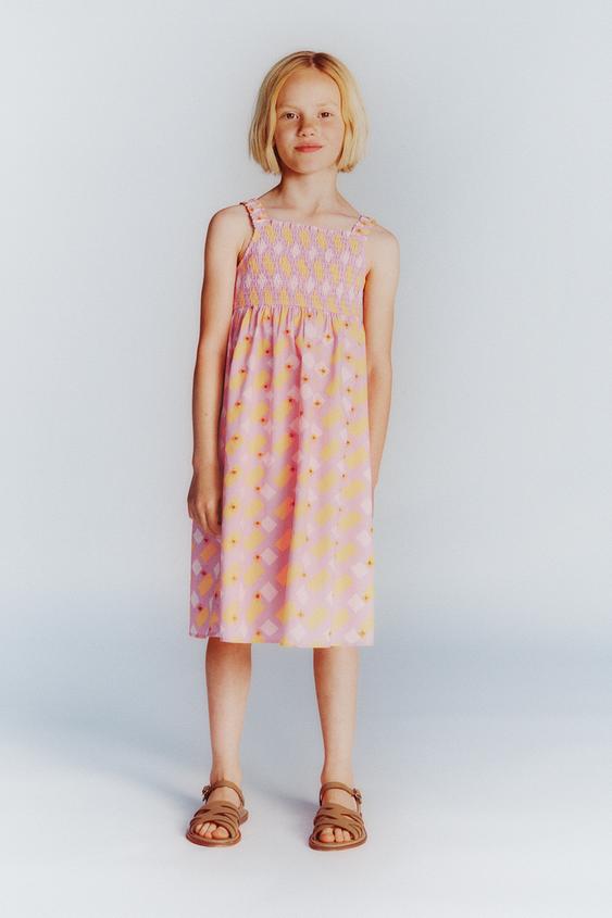 ジオメトリックエンブロイダリー ワンピース ピンク Zara Japan 日本 ジオメトリックエンブロイダリー ワンピース ピンク Zara Japan 日本