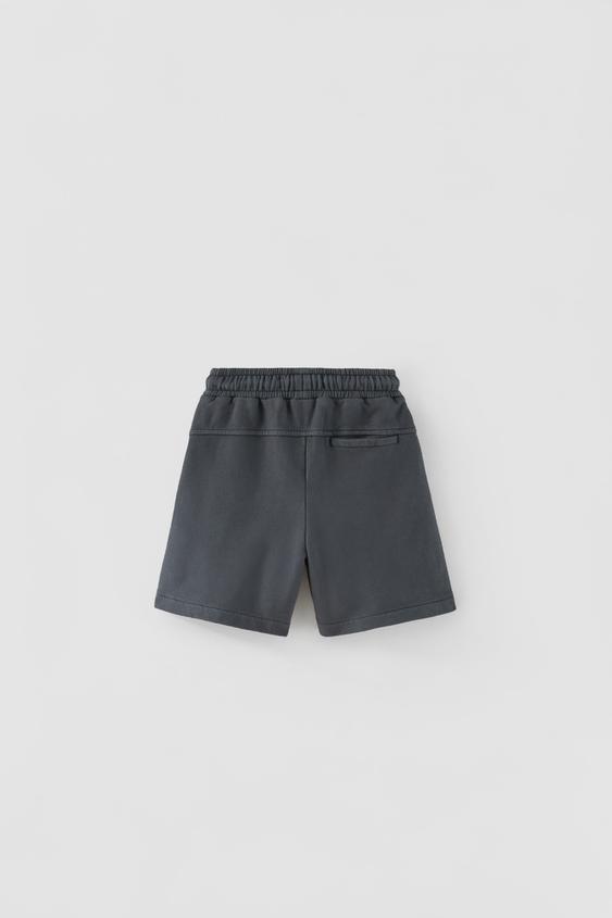 PLAIN PLUSH BERMUDA SHORTS - Anthracite 