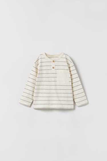 Image 0 of STRIPED HENLEY T-SHIRT from Zara