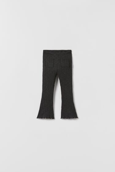 TEXTURED RIBBED FLARED LEGGINGS