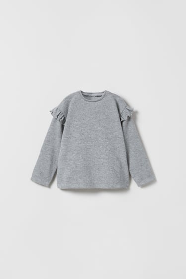 Image 0 of SOFT TOUCH T-SHIRT WITH RUFFLES from Zara