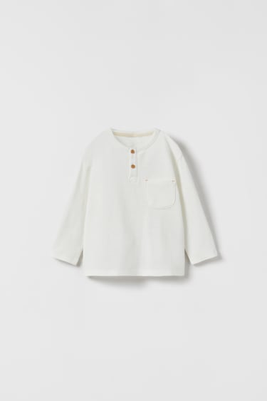 Image 0 of WAFFLE-TEXTURED HENLEY T-SHIRT from Zara