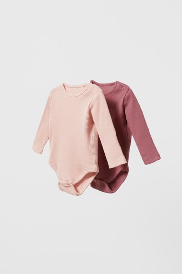 Image 0 of BABY/ TWO-PACK OF WAFFLE WEAVE BODYSUITS from Zara