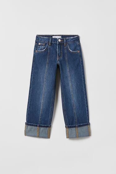 Image 0 of TURNED UP CUFF JEANS from Zara