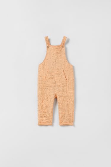 Image 0 of PRINTED TEXTURED DUNGAREES from Zara