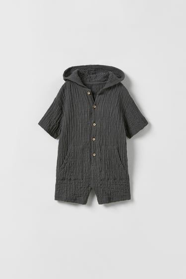 Image 0 of TEXTURED HOODED PLAYSUIT from Zara